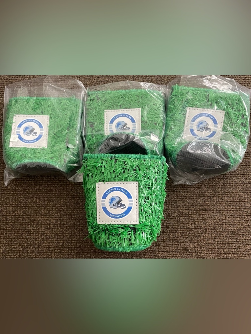 4 Detroit Lions Loyal Member Beer Koozie NFL Official Insulated Turf Can Holder